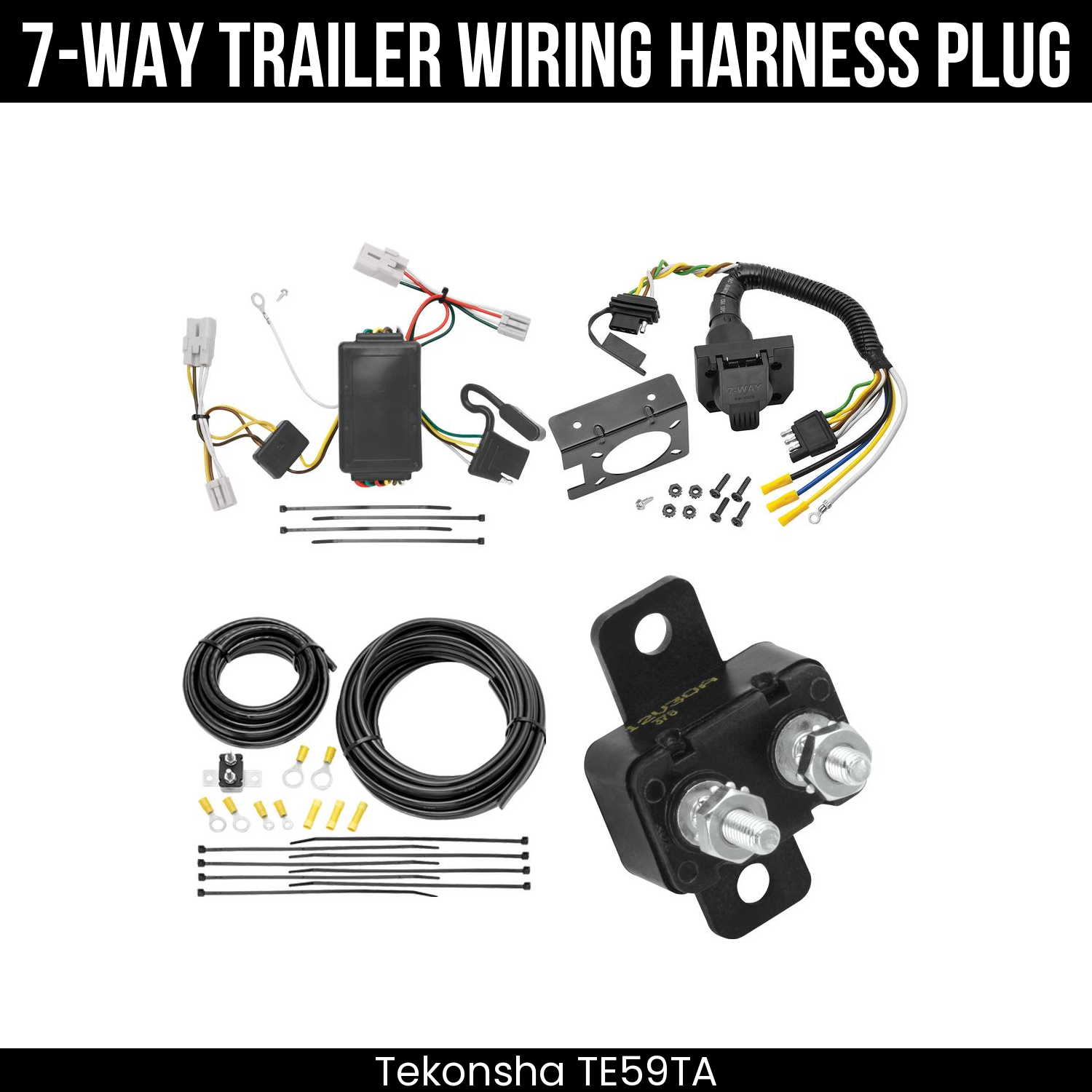 Trailer Wiring 7-Way Plug w/ Bracket