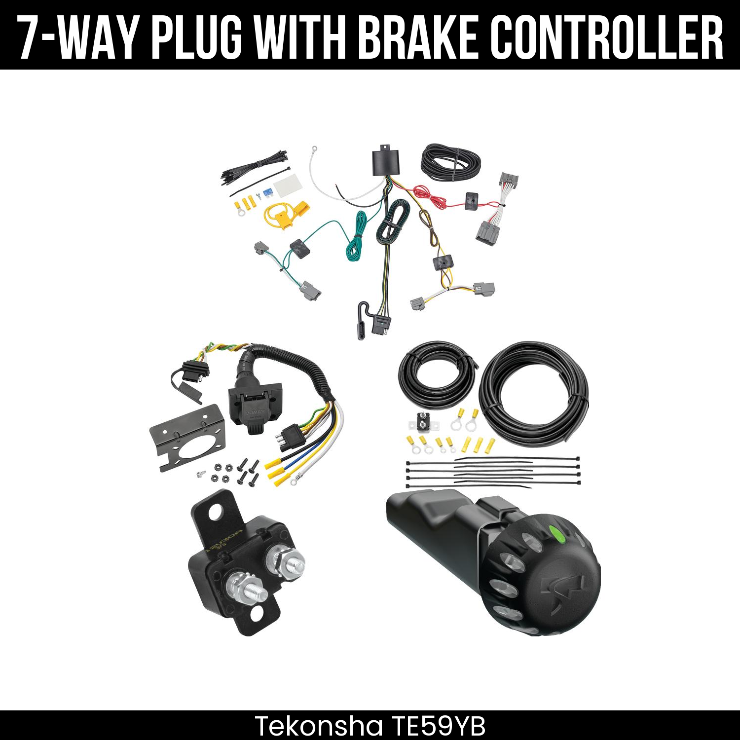 Trailer Wiring 7-Way Plug w/ Bracket , Tekonsha Voyager iD Smart Brake Control