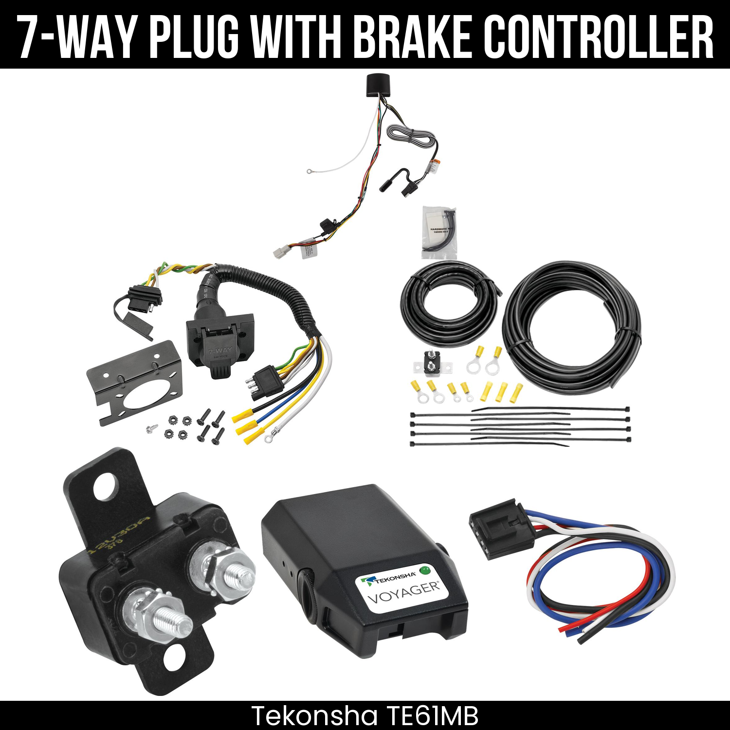 Trailer Wiring 7-Way Plug w/ Bracket , Tekonsha Voyager Brake Control