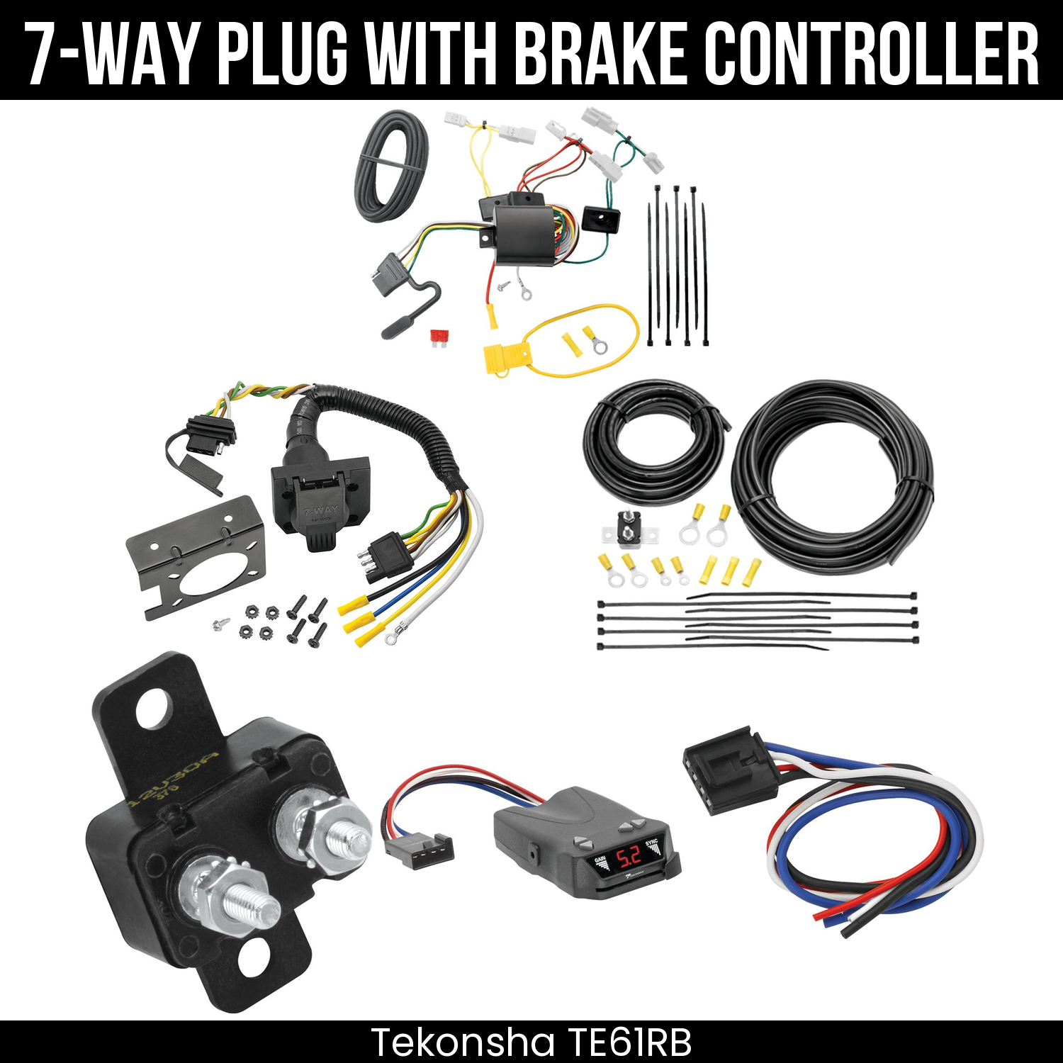 Trailer Wiring 7-Way Plug w/ Bracket , Tekonsha Brakeman IV Brake Control
