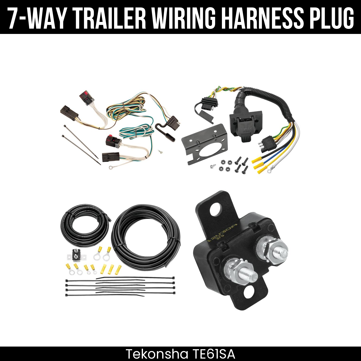 Trailer Wiring 7-Way Plug w/ Bracket