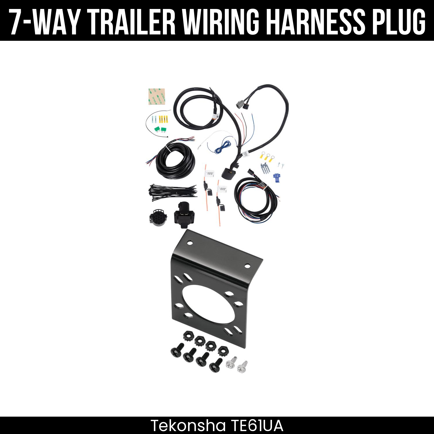 Trailer Wiring 7-Way Plug w/ Bracket