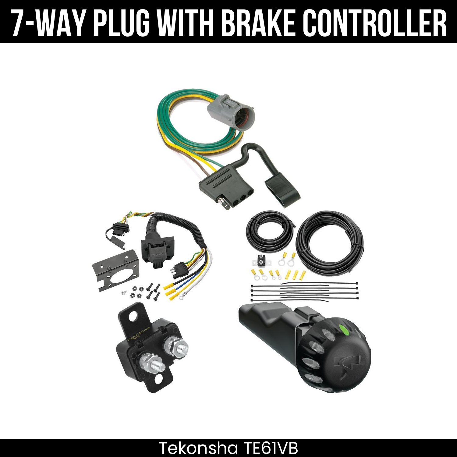 Trailer Wiring 7-Way Plug w/ Bracket , Tekonsha Voyager iD Smart Brake Control