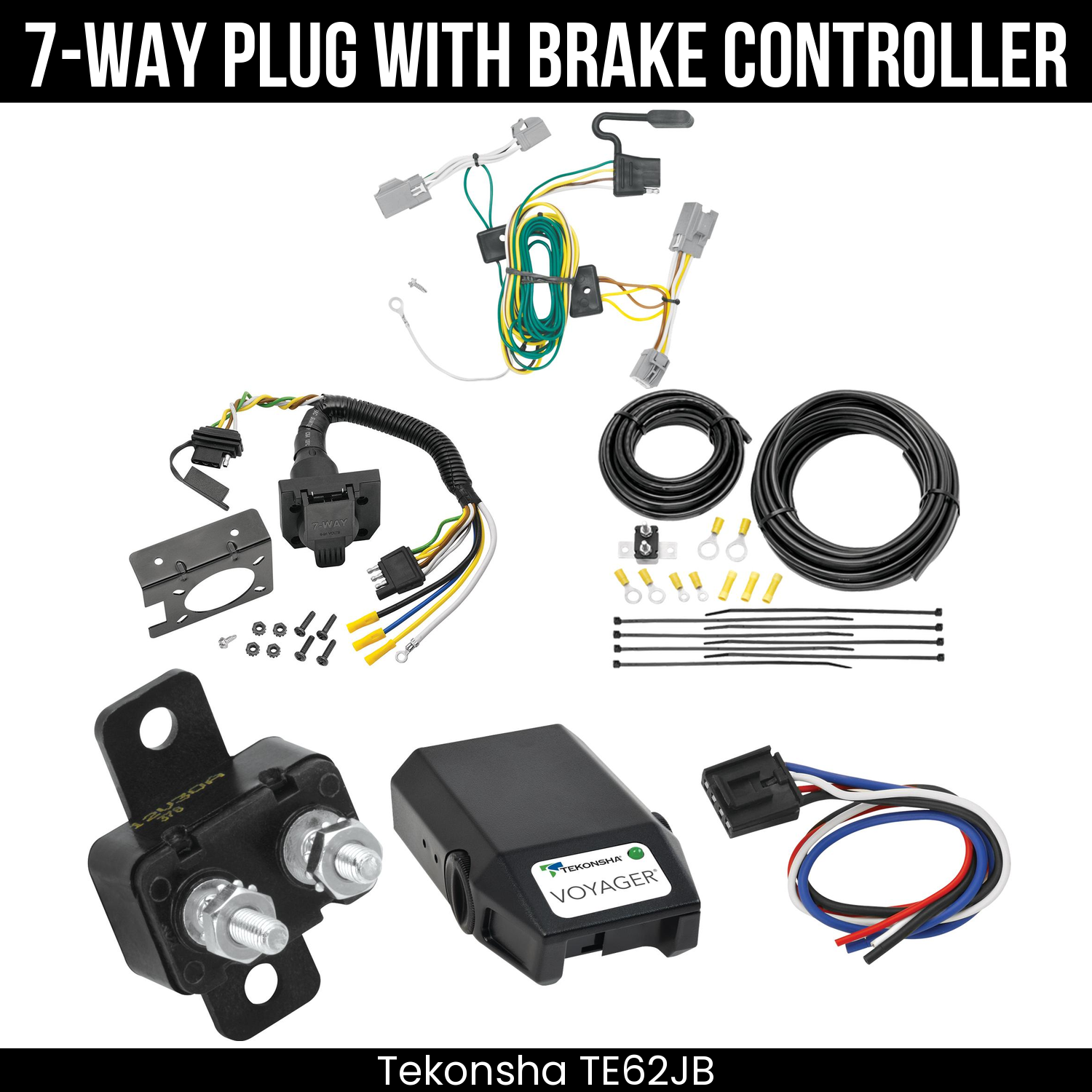 Trailer Wiring 7-Way Plug w/ Bracket , Tekonsha Voyager Brake Control