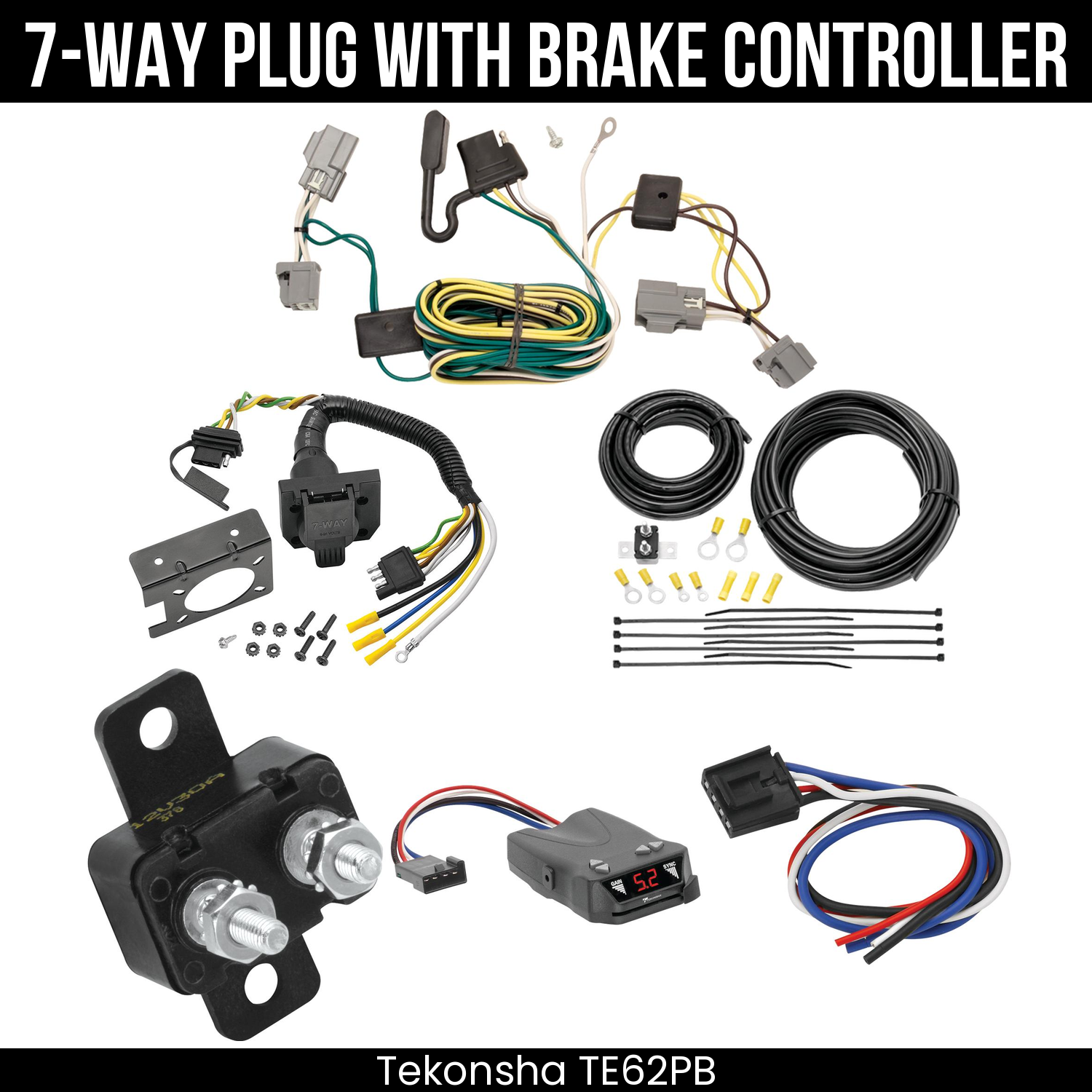 Trailer Wiring 7-Way Plug w/ Bracket , Tekonsha Brakeman IV Brake Control