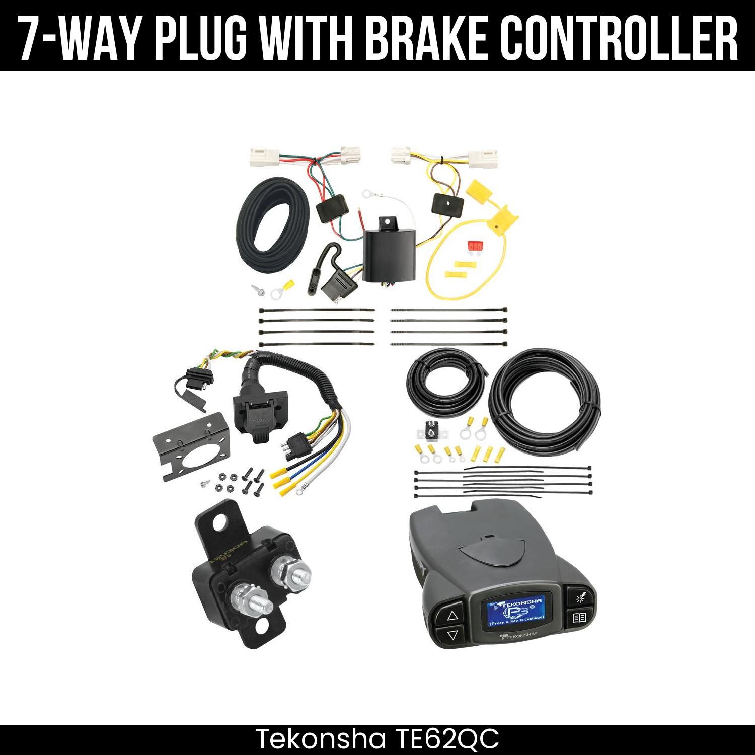 Trailer Wiring 7-Way Plug w/ Bracket , Tekonsha Prodigy P3 Brake Control