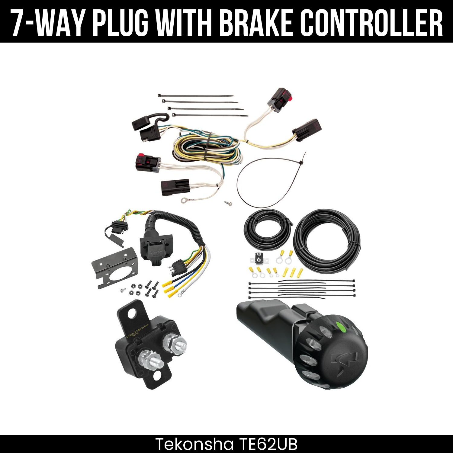 Trailer Wiring 7-Way Plug w/ Bracket , Tekonsha Voyager iD Smart Brake Control