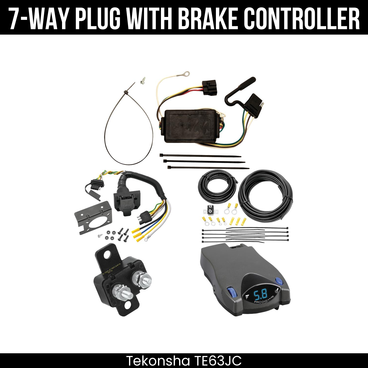 Trailer Wiring 7-Way Plug w/ Bracket , Tekonsha Prodigy P2 Brake Control