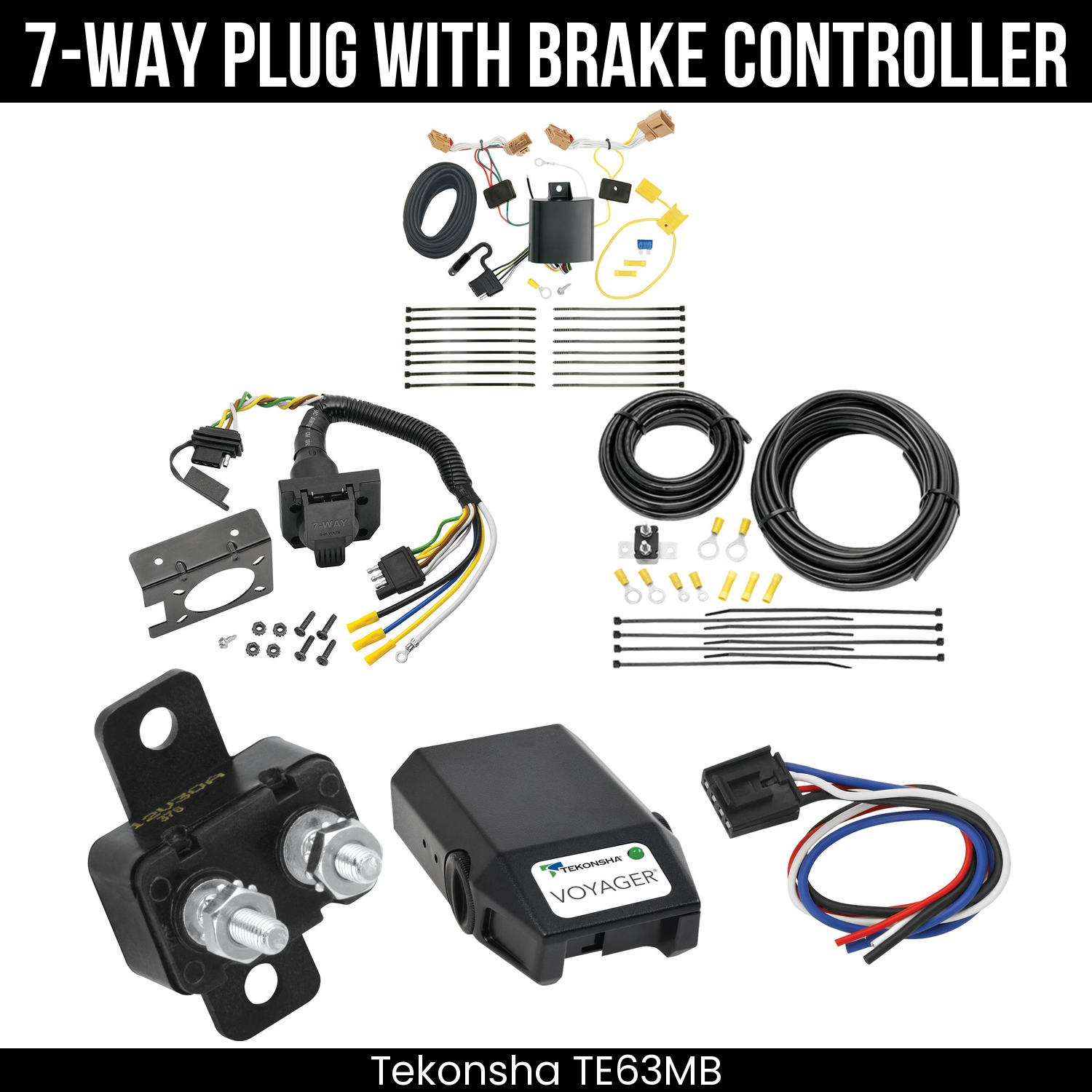 Trailer Wiring 7-Way Plug w/ Bracket , Tekonsha Voyager Brake Control