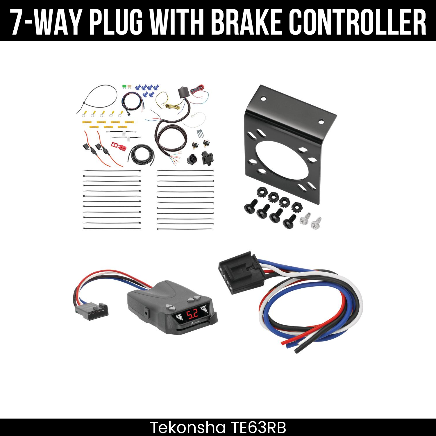 Trailer Wiring 7-Way Plug w/ Bracket , Tekonsha Brakeman IV Brake Control
