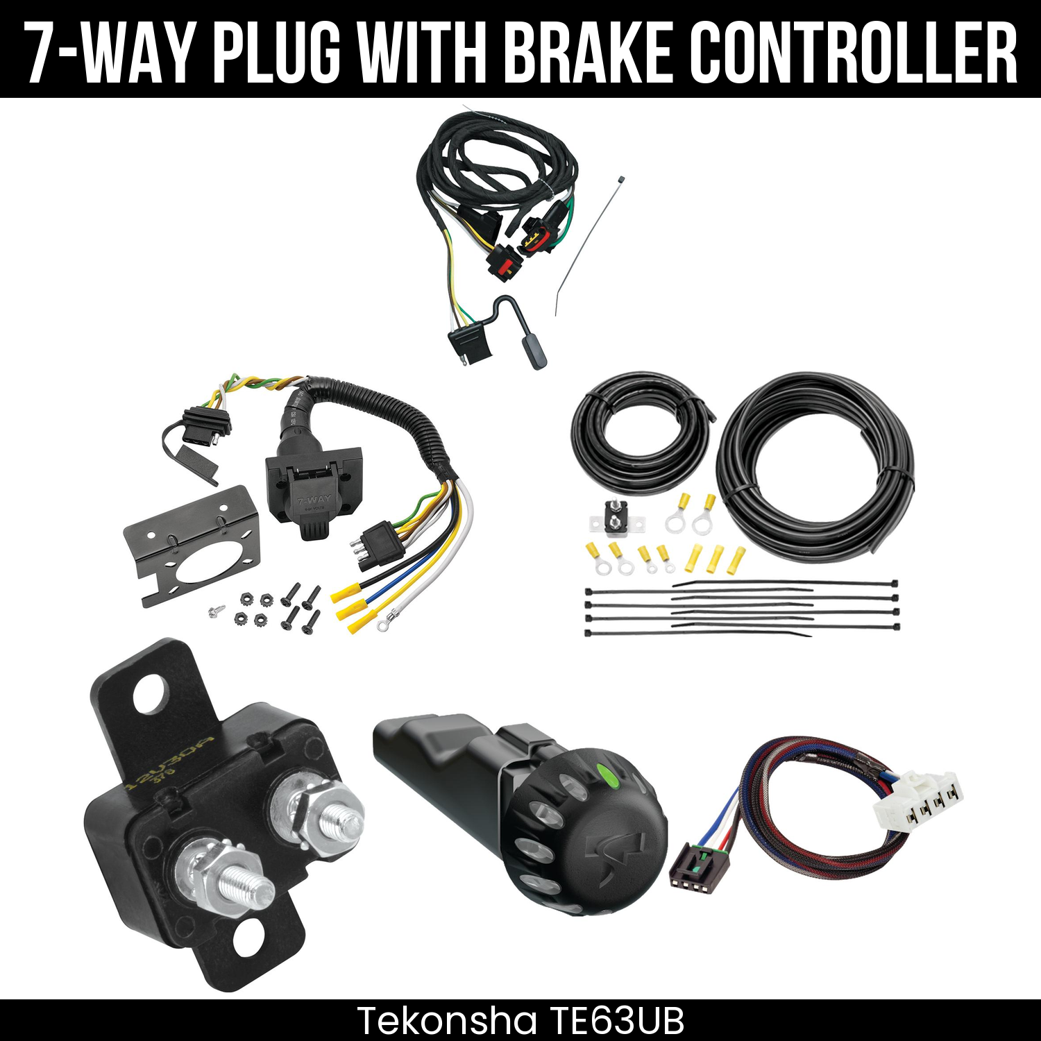 Trailer Wiring 7-Way Plug w/ Bracket , Tekonsha Voyager iD Smart Brake Control