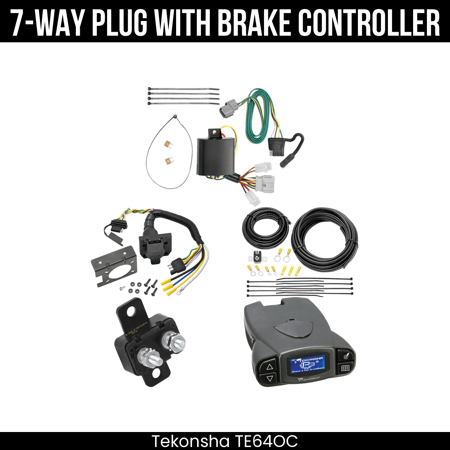Trailer Wiring 7-Way Plug w/ Bracket , Tekonsha Prodigy P3 Brake Control