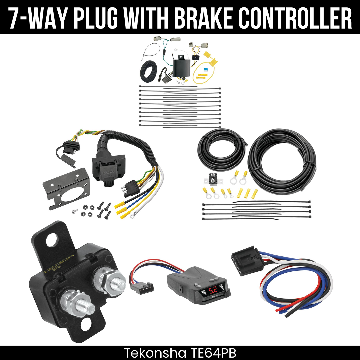 Trailer Wiring 7-Way Plug w/ Bracket , Tekonsha Brakeman IV Brake Control