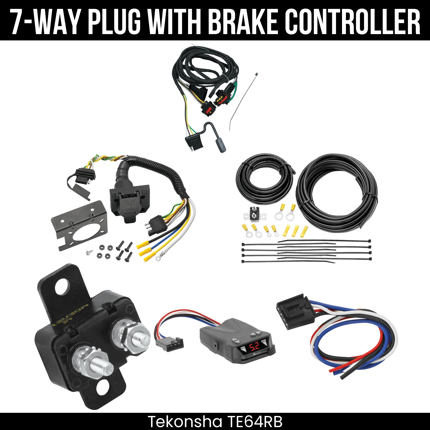 Trailer Wiring 7-Way Plug w/ Bracket , Tekonsha Brakeman IV Brake Control