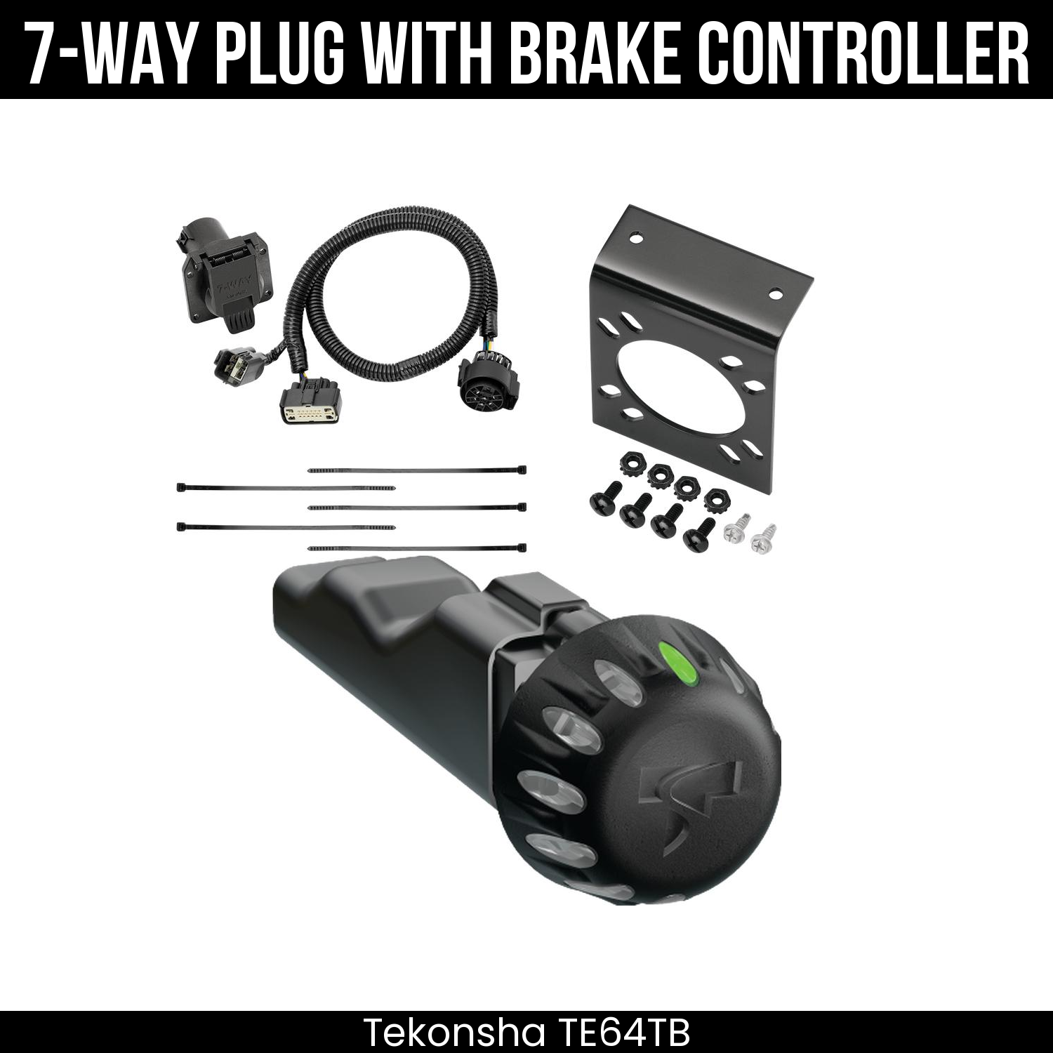 Trailer Wiring 7-Way Plug w/ Bracket , Tekonsha Voyager iD Smart Brake Control