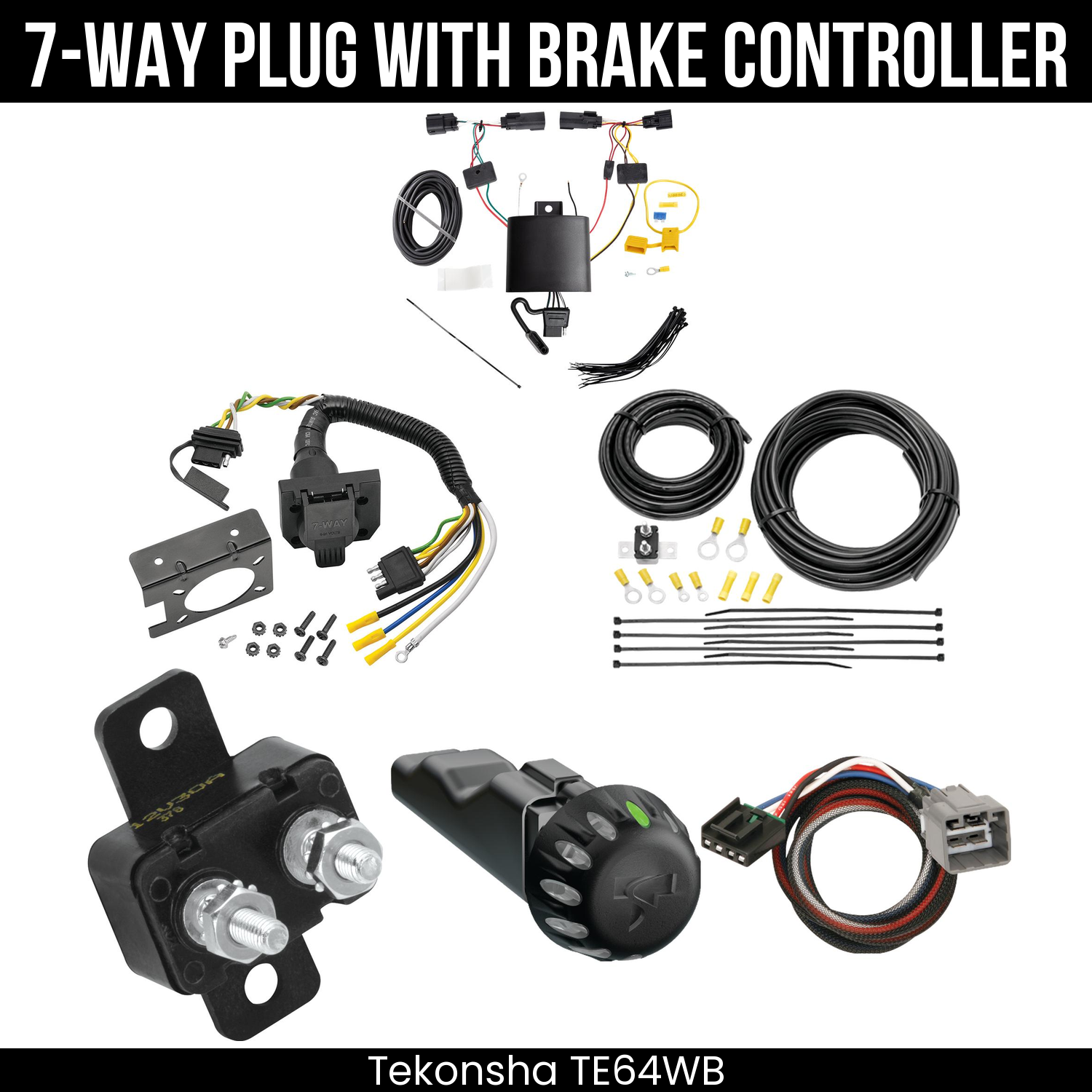 Trailer Wiring 7-Way Plug w/ Bracket , Tekonsha Voyager iD Smart Brake Control