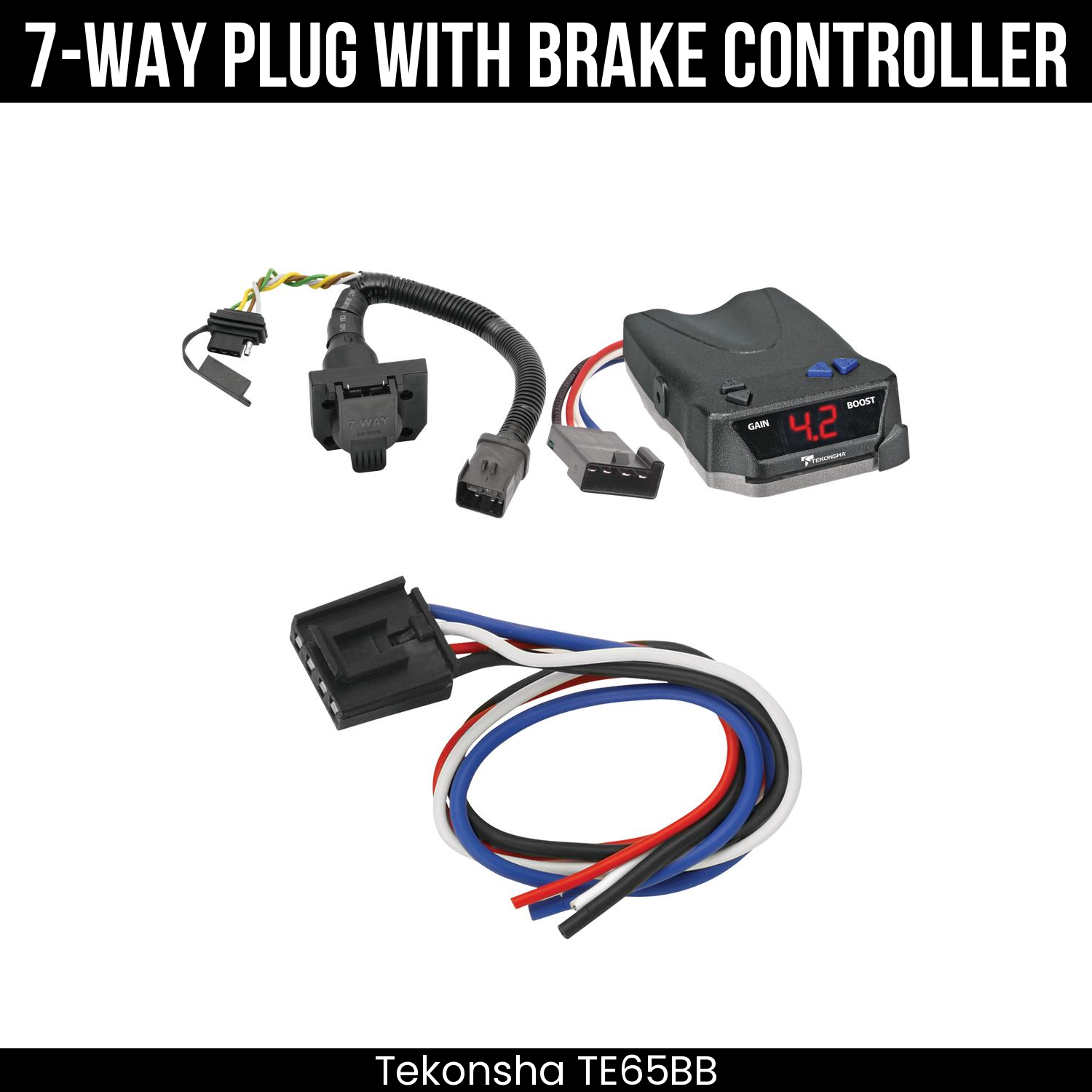Trailer Wiring 7-Way Plug w/ Bracket , Tekonsha Brake EVN Control