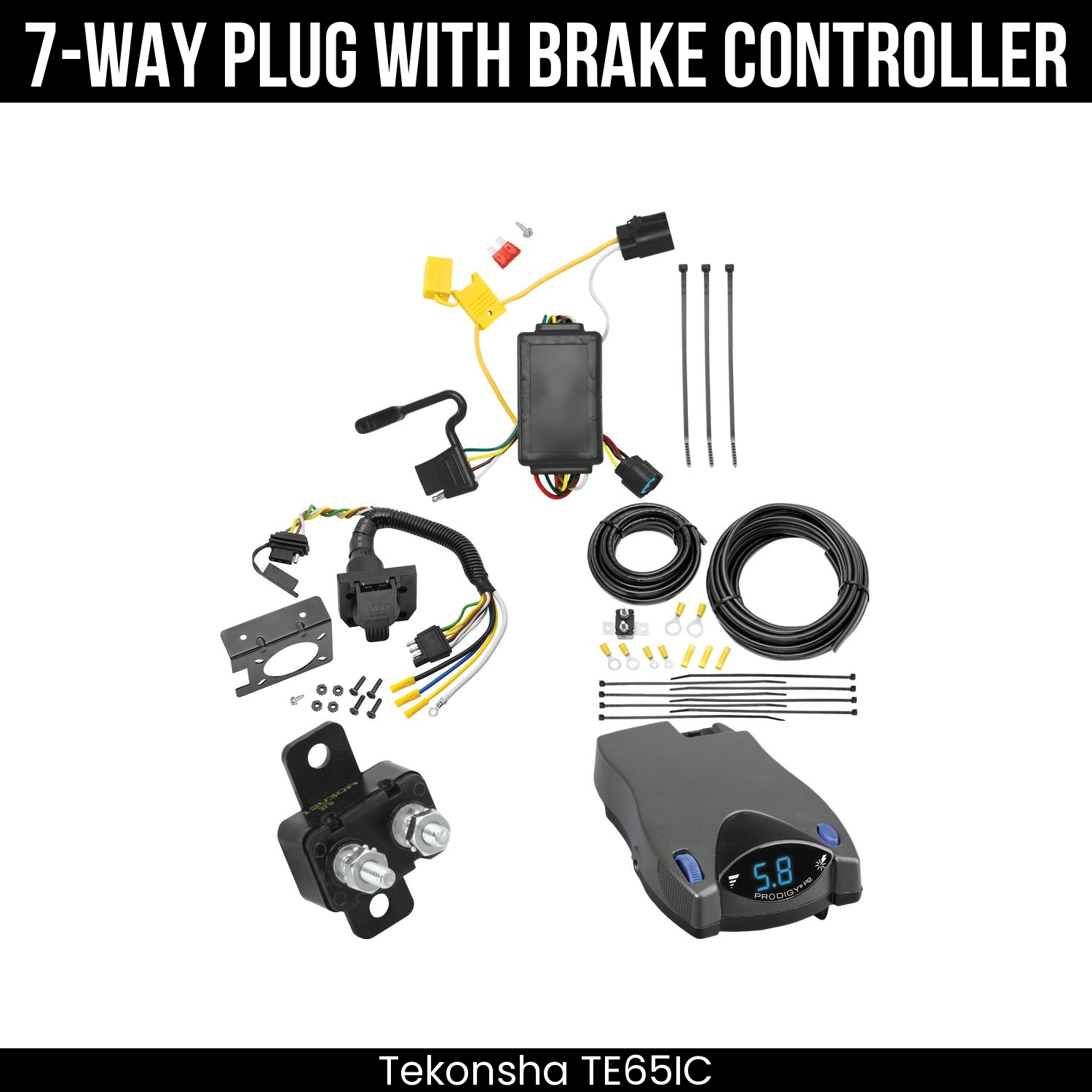 Trailer Wiring 7-Way Plug w/ Bracket , Tekonsha Prodigy P2 Brake Control