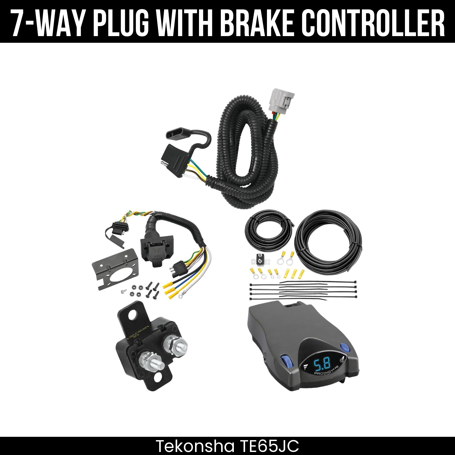 Trailer Wiring 7-Way Plug w/ Bracket , Tekonsha Prodigy P2 Brake Control
