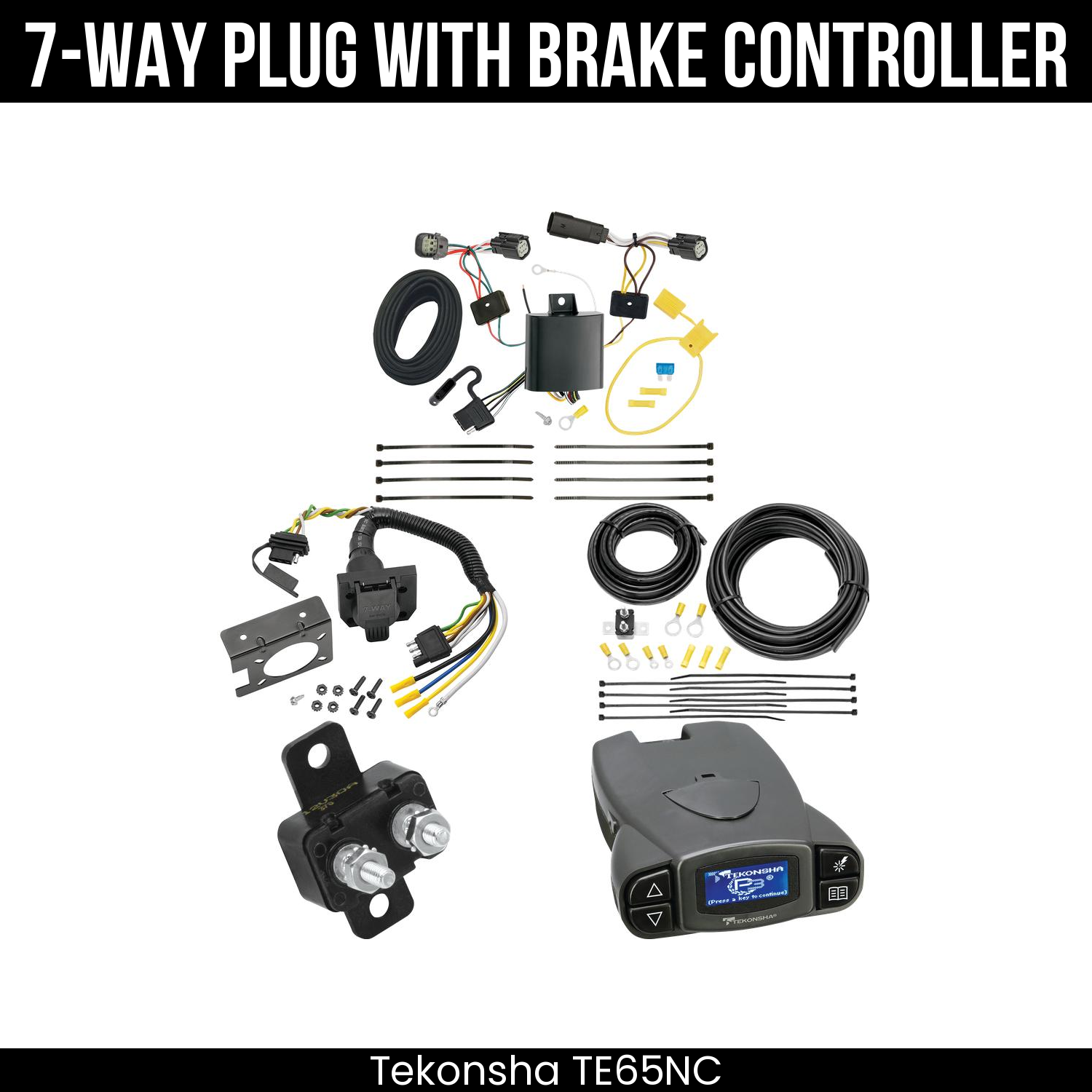 Trailer Wiring 7-Way Plug w/ Bracket , Tekonsha Prodigy P3 Brake Control