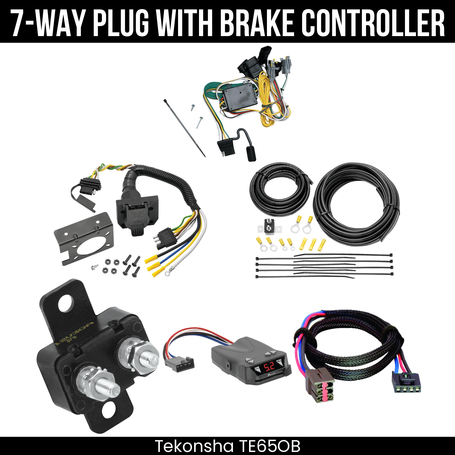 Trailer Wiring 7-Way Plug w/ Bracket , Tekonsha Brakeman IV Brake Control