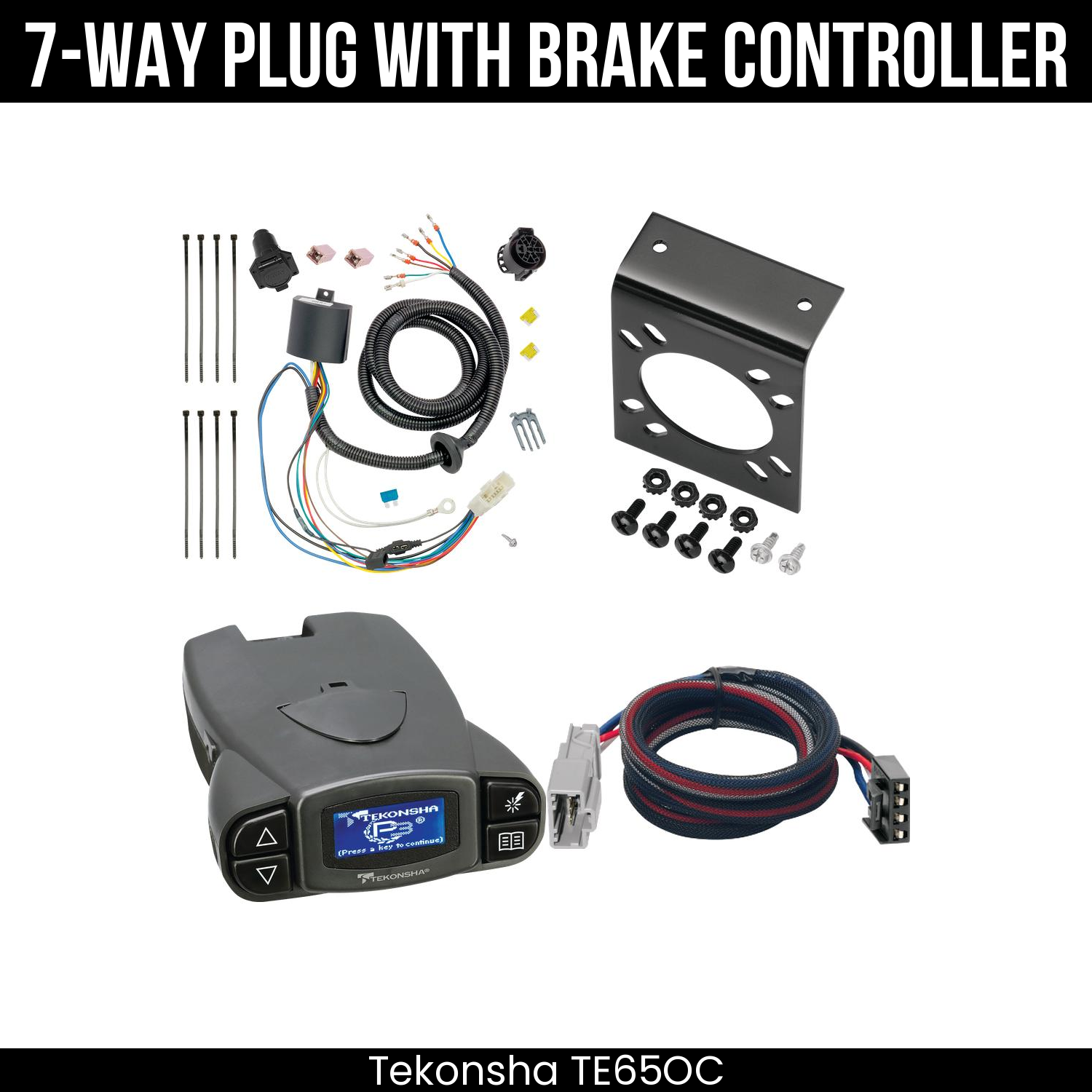 Trailer Wiring 7-Way Plug w/ Bracket , Tekonsha Prodigy P3 Brake Control