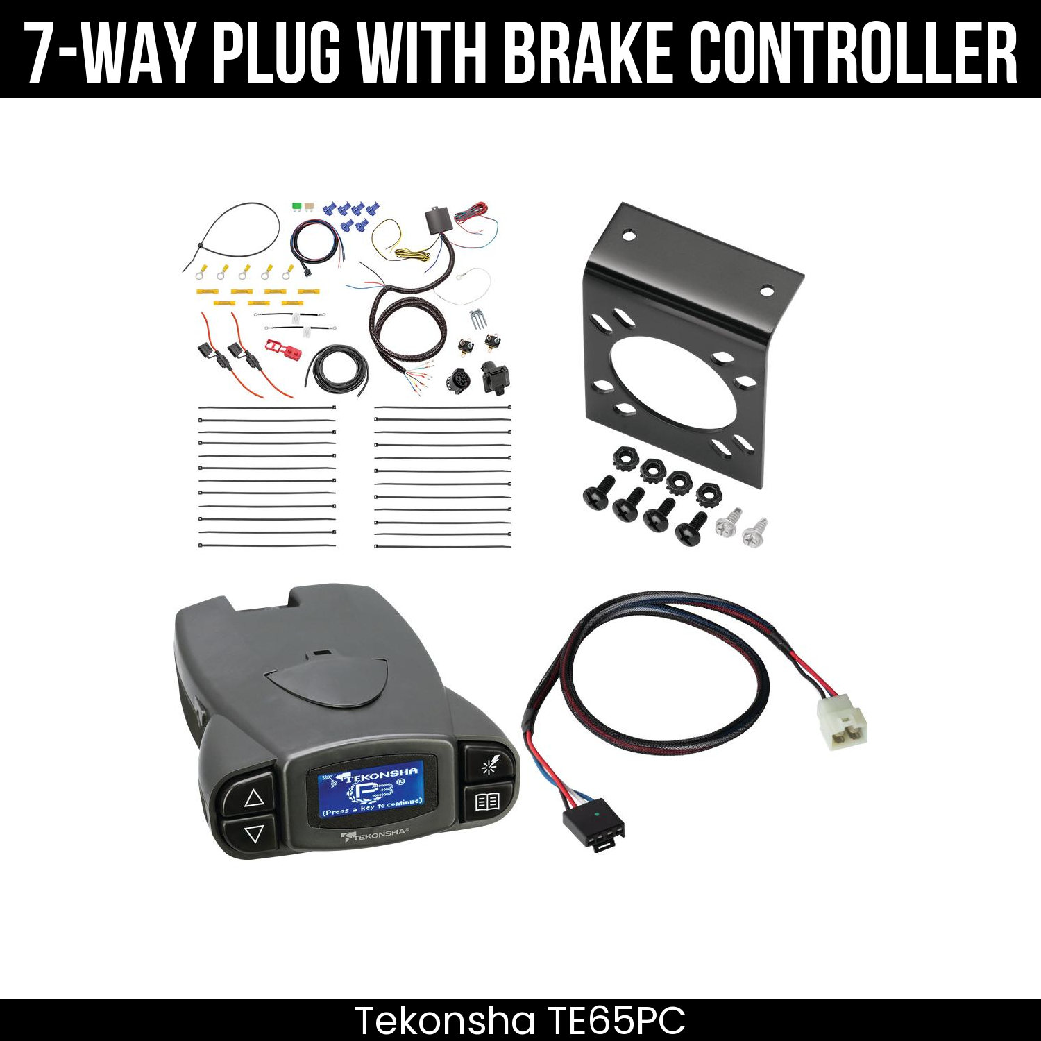 Trailer Wiring 7-Way Plug w/ Bracket , Tekonsha Prodigy P3 Brake Control
