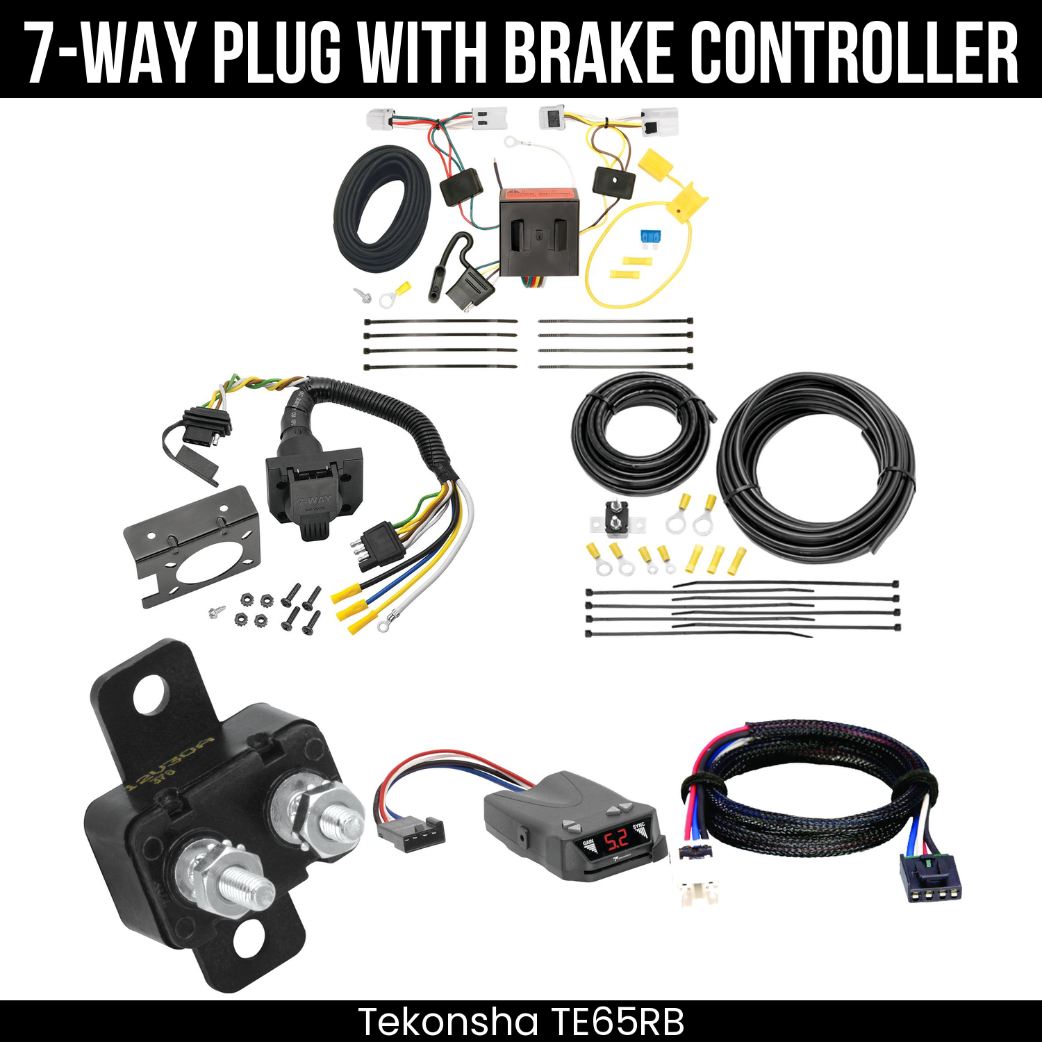 Trailer Wiring 7-Way Plug w/ Bracket , Tekonsha Brakeman IV Brake Control