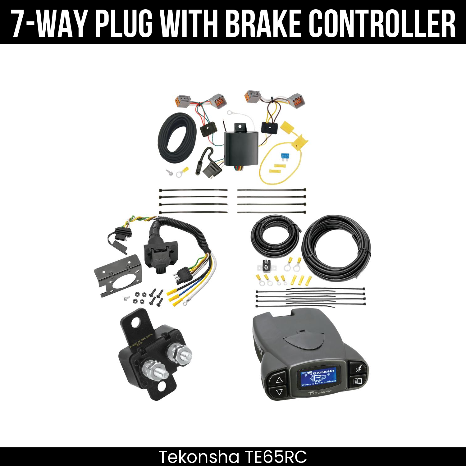 Trailer Wiring 7-Way Plug w/ Bracket , Tekonsha Prodigy P3 Brake Control