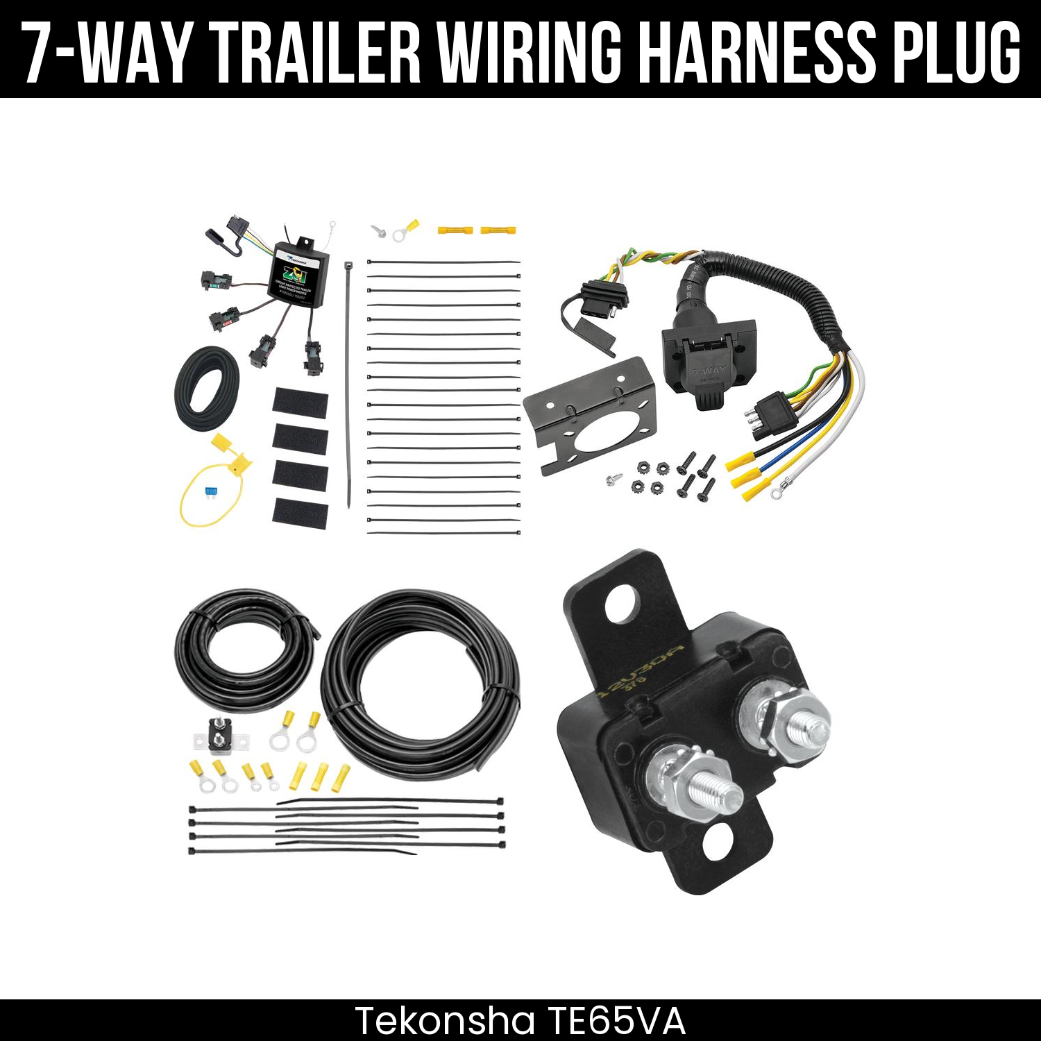 Trailer Wiring 7-Way Plug w/ Bracket