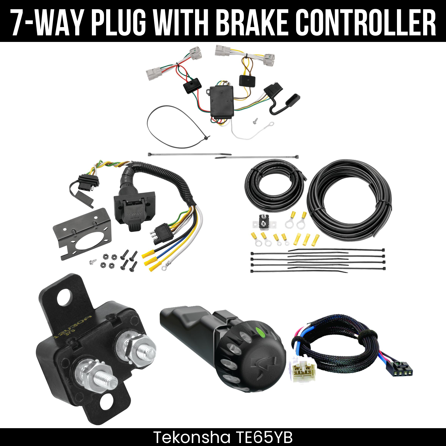 Trailer Wiring 7-Way Plug w/ Bracket , Tekonsha Voyager iD Smart Brake Control