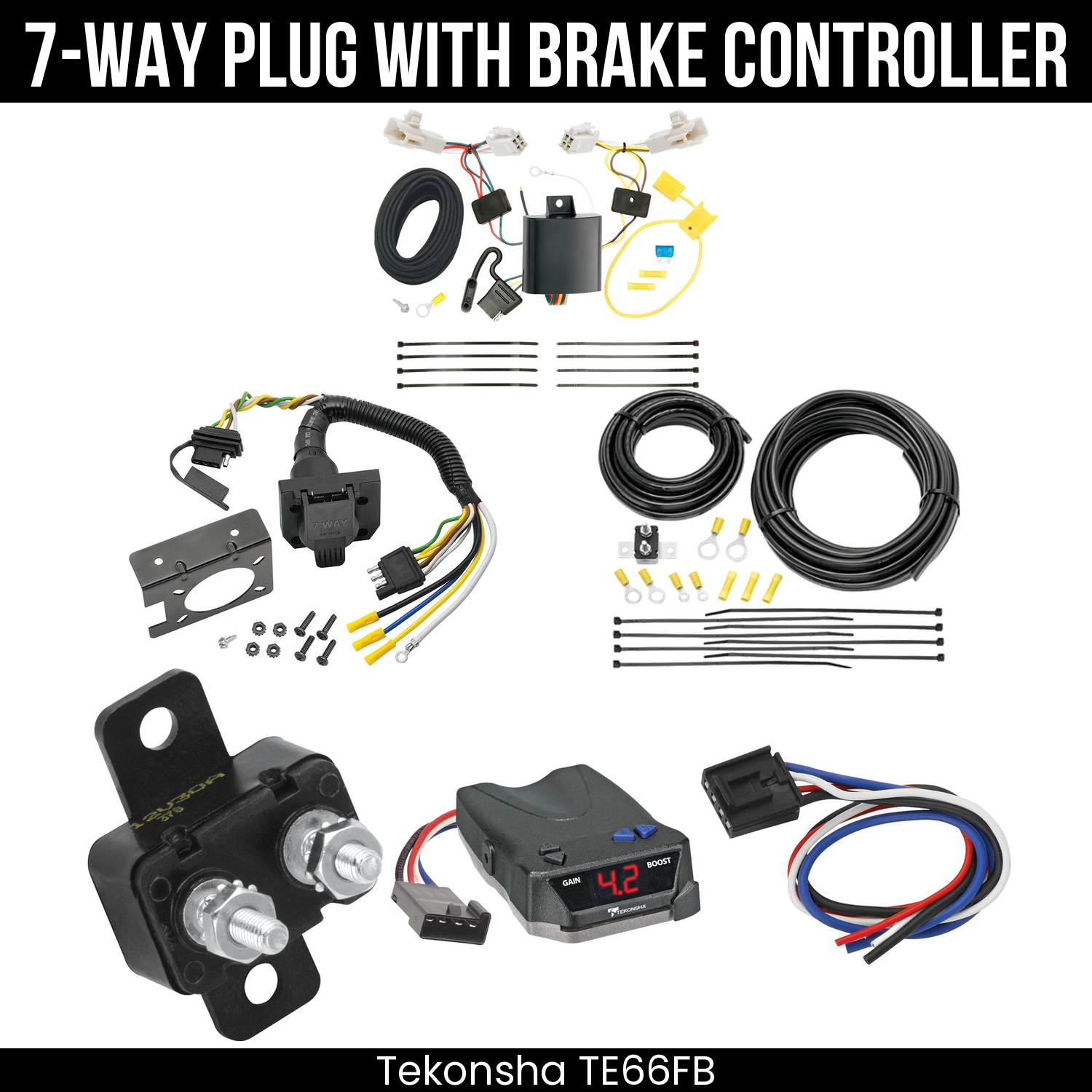 Trailer Wiring 7-Way Plug w/ Bracket , Tekonsha Brake EVN Control