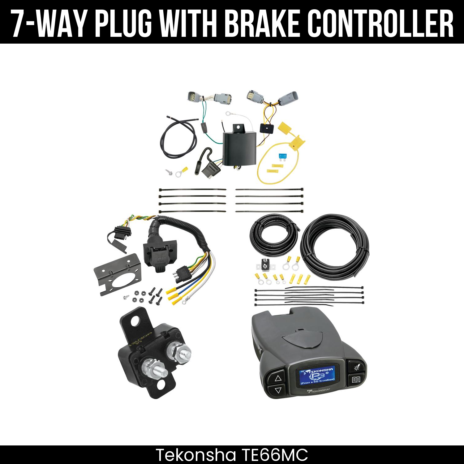 Trailer Wiring 7-Way Plug w/ Bracket , Tekonsha Prodigy P3 Brake Control