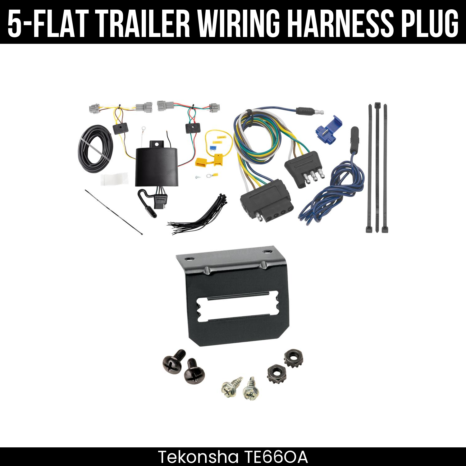 Trailer Wiring 5-Flat Plug w/ Bracket