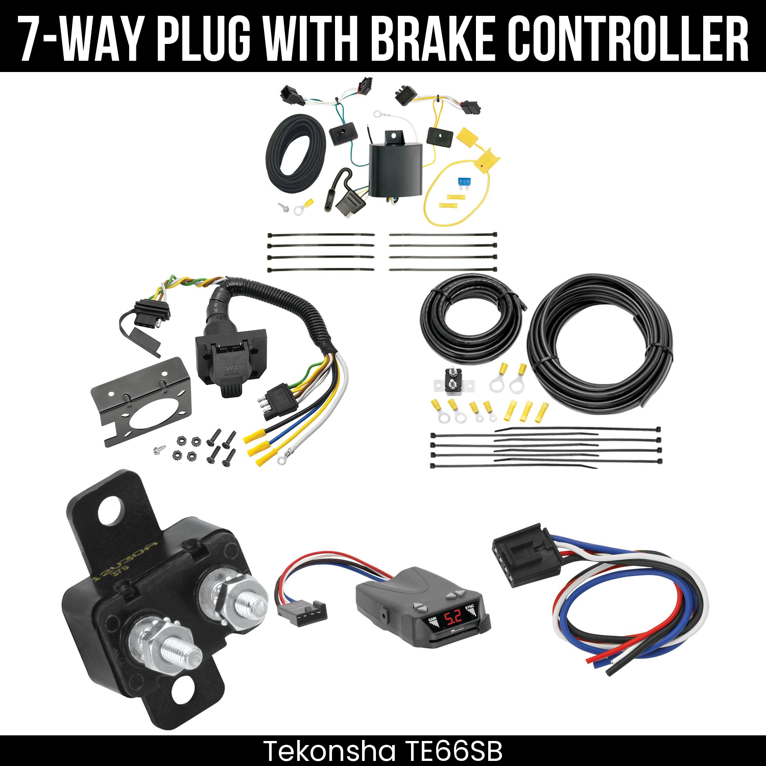 Trailer Wiring 7-Way Plug w/ Bracket , Tekonsha Brakeman IV Brake Control