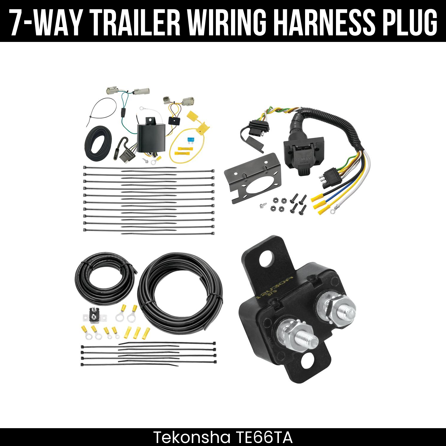 Trailer Wiring 7-Way Plug w/ Bracket
