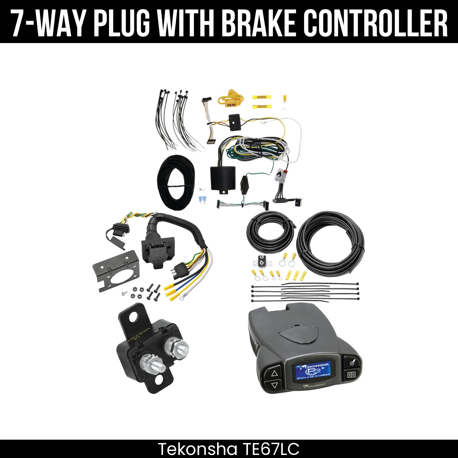 Trailer Wiring 7-Way Plug w/ Bracket , Tekonsha Prodigy P3 Brake Control