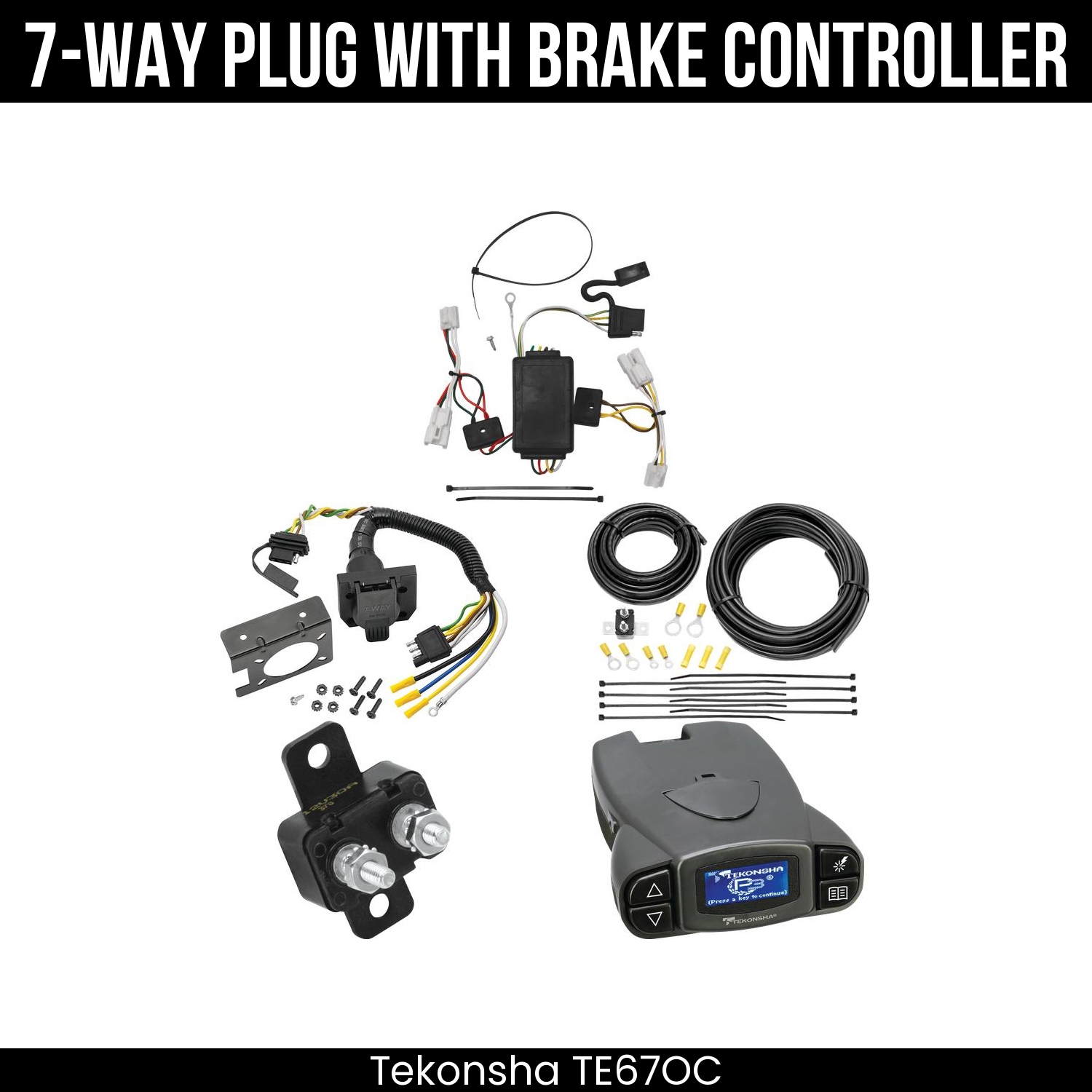 Trailer Wiring 7-Way Plug w/ Bracket , Tekonsha Prodigy P3 Brake Control