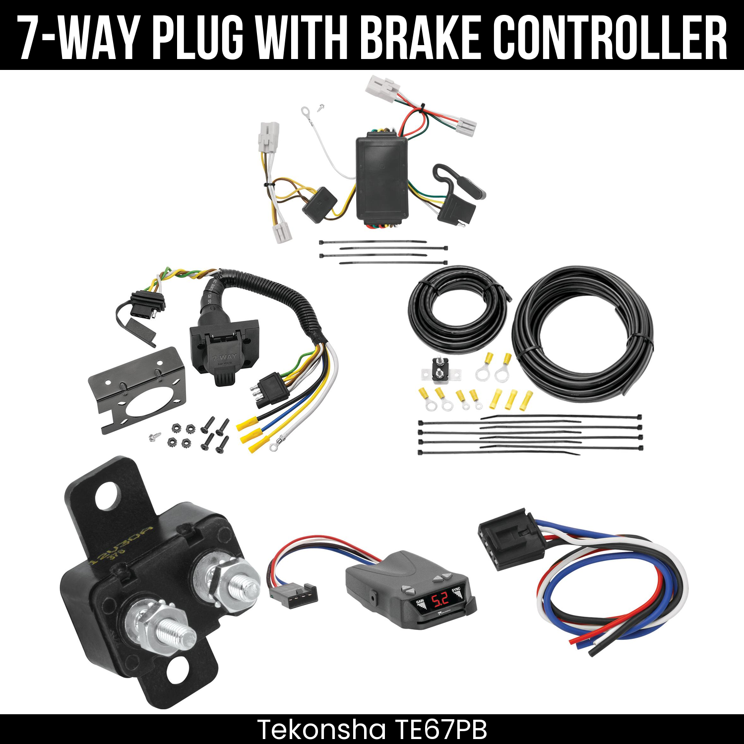 Trailer Wiring 7-Way Plug w/ Bracket , Tekonsha Brakeman IV Brake Control