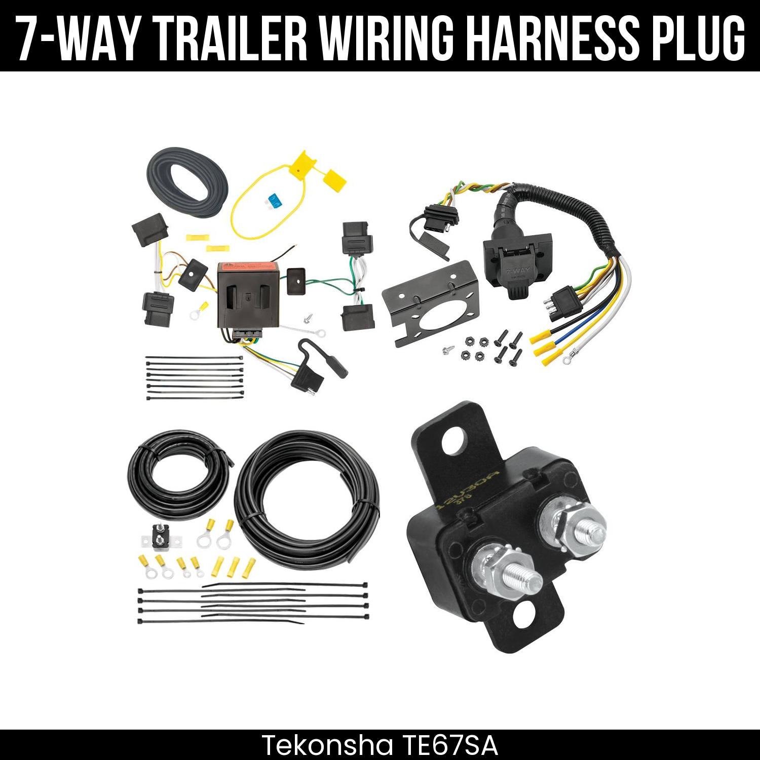 Trailer Wiring 7-Way Plug w/ Bracket