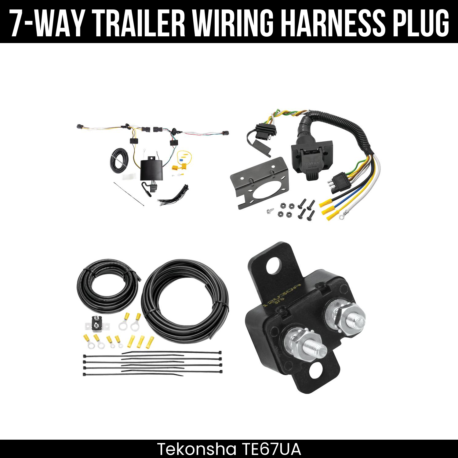 Trailer Wiring 7-Way Plug w/ Bracket
