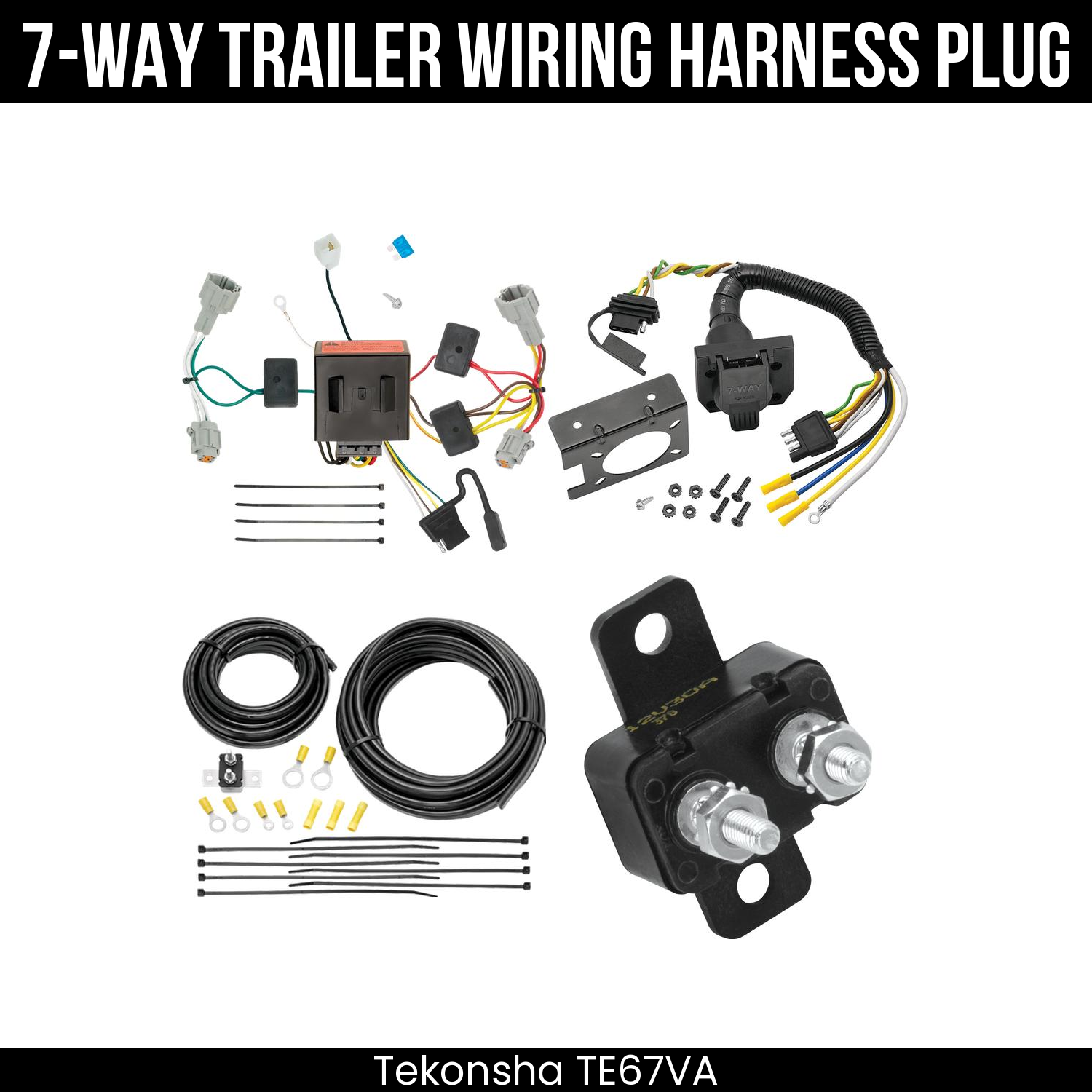 Trailer Wiring 7-Way Plug w/ Bracket