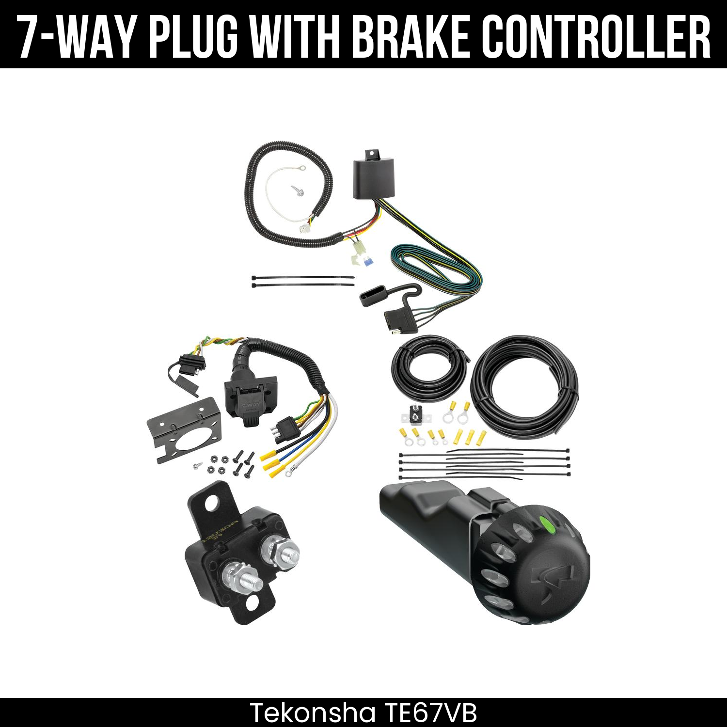 Trailer Wiring 7-Way Plug w/ Bracket , Tekonsha Voyager iD Smart Brake Control