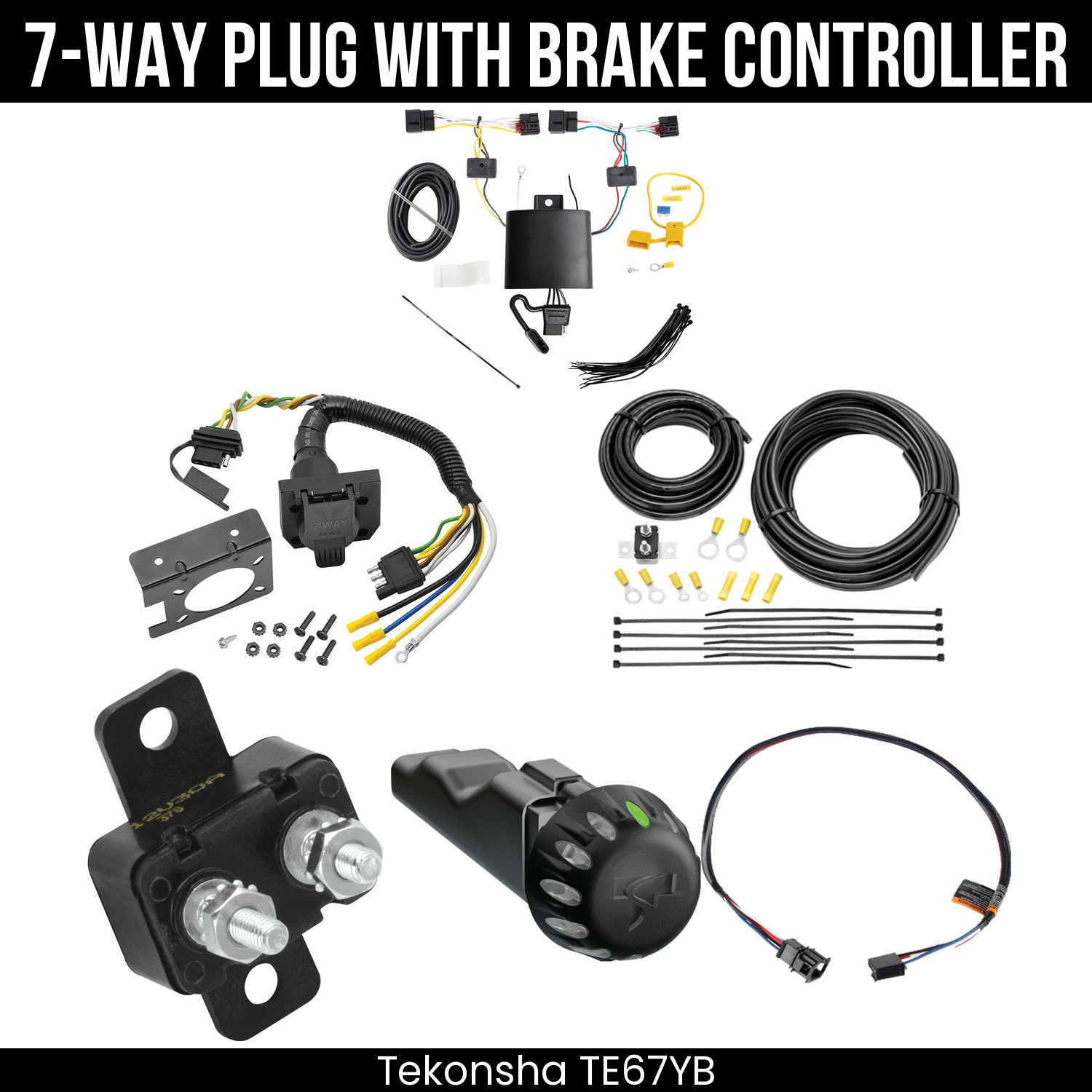 Trailer Wiring 7-Way Plug w/ Bracket , Tekonsha Voyager iD Smart Brake Control