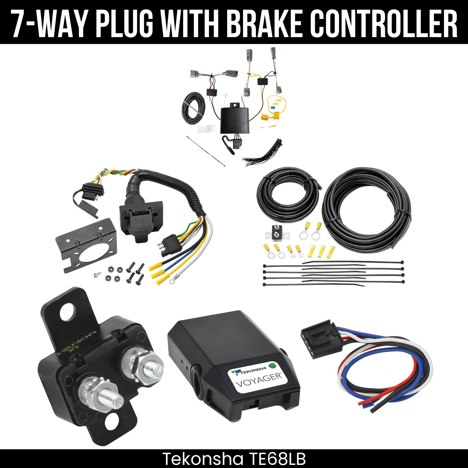 Trailer Wiring 7-Way Plug w/ Bracket , Tekonsha Voyager Brake Control