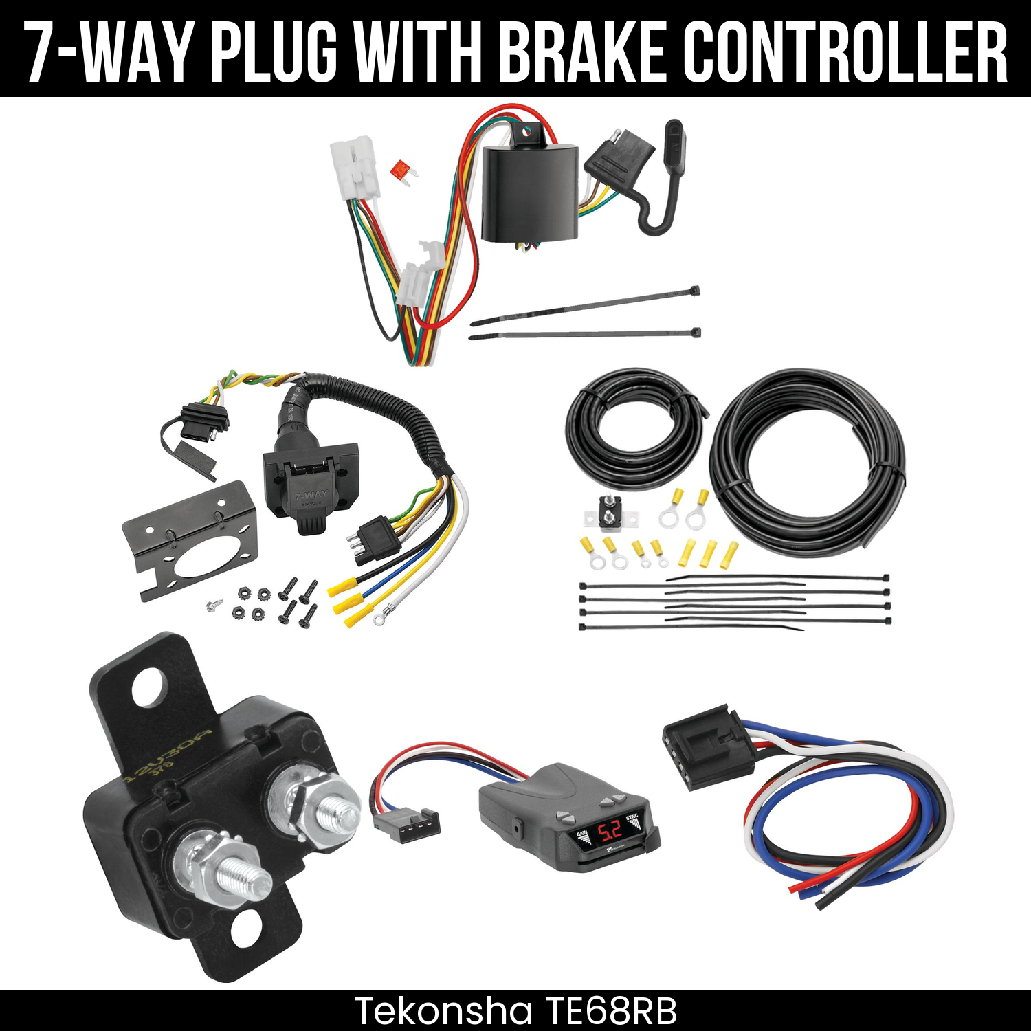 Trailer Wiring 7-Way Plug w/ Bracket , Tekonsha Brakeman IV Brake Control