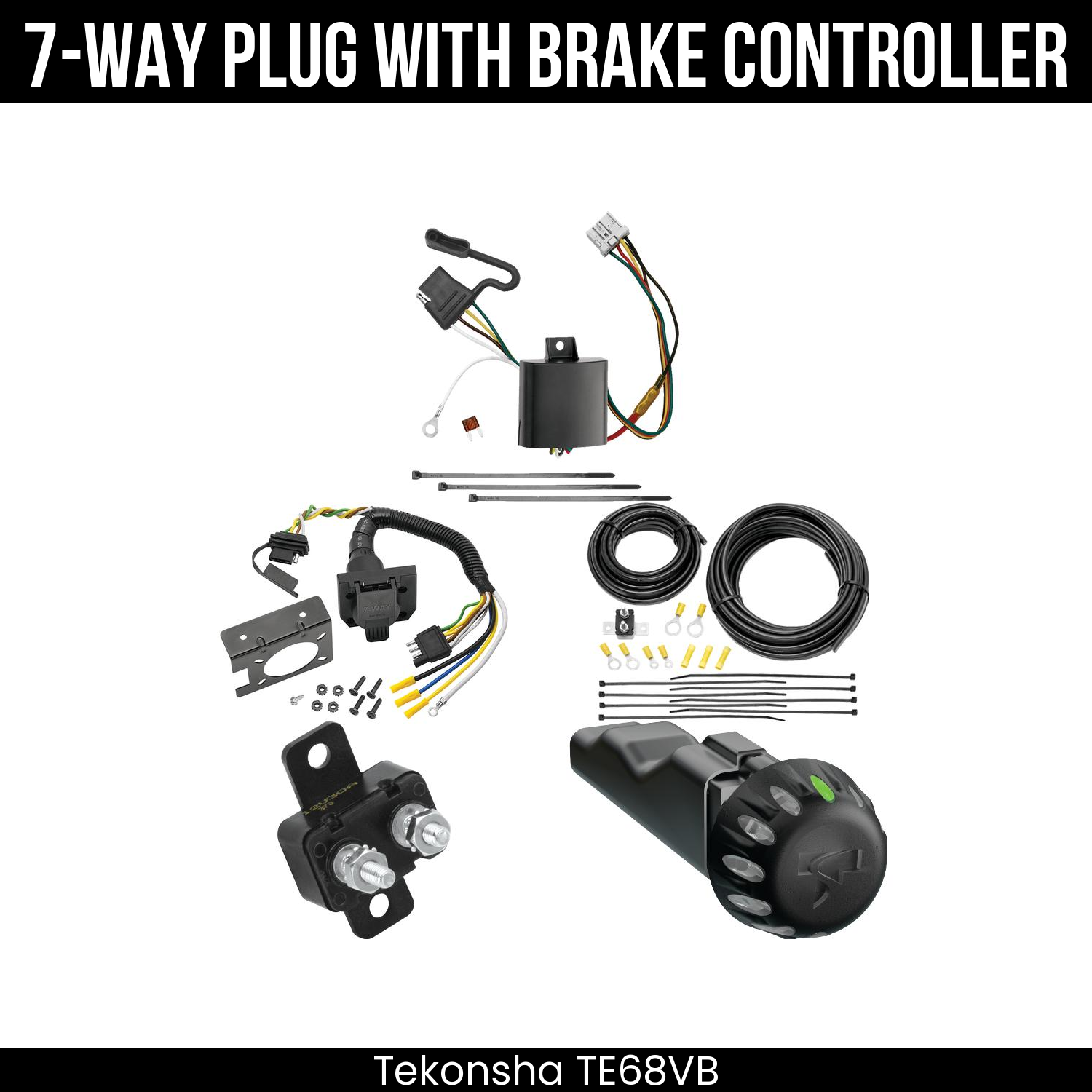 Trailer Wiring 7-Way Plug w/ Bracket , Tekonsha Voyager iD Smart Brake Control