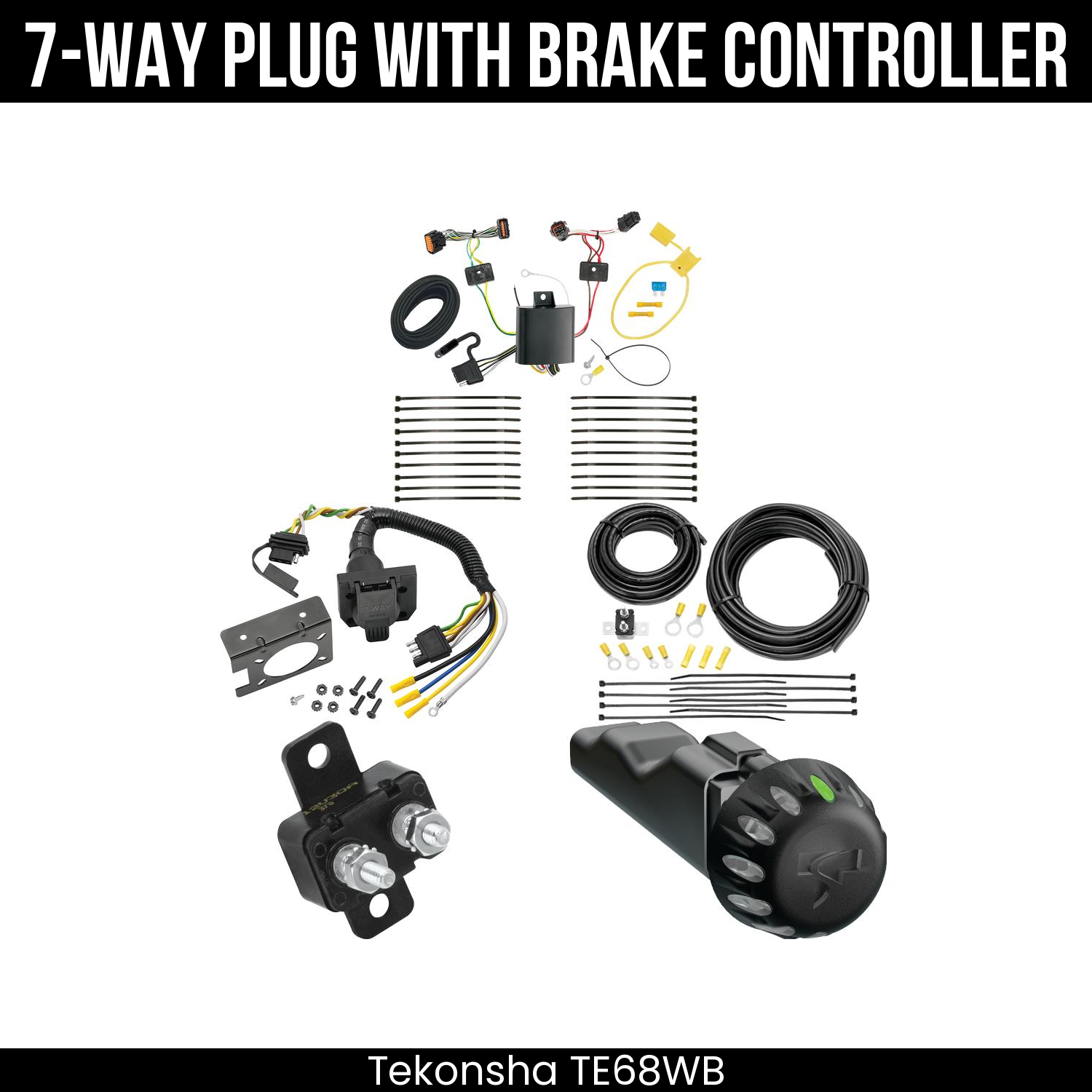 Trailer Wiring 7-Way Plug w/ Bracket , Tekonsha Voyager iD Smart Brake Control