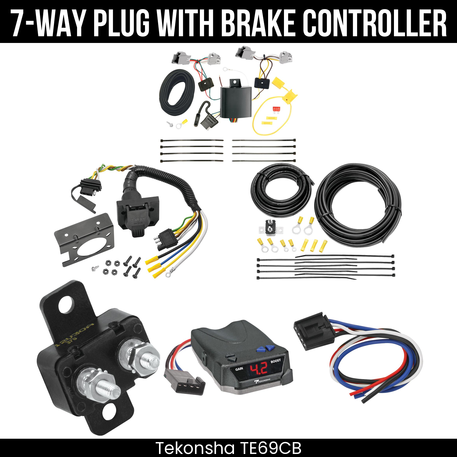 Trailer Wiring 7-Way Plug w/ Bracket , Tekonsha Brake EVN Control