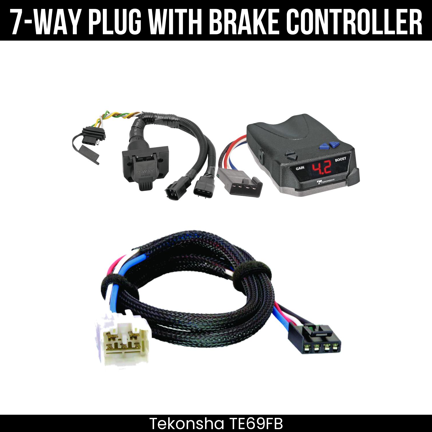 Trailer Wiring 7-Way Plug w/ Bracket , Tekonsha Brake EVN Control